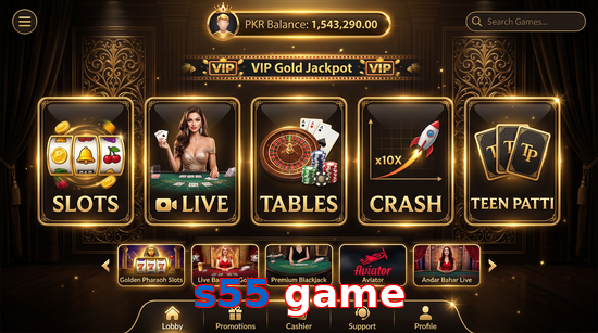 Main screen of S55 Game casino page for PK players
